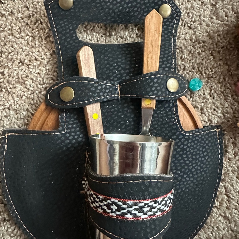 Black and Silver Utensil Set with Wooden Handles
